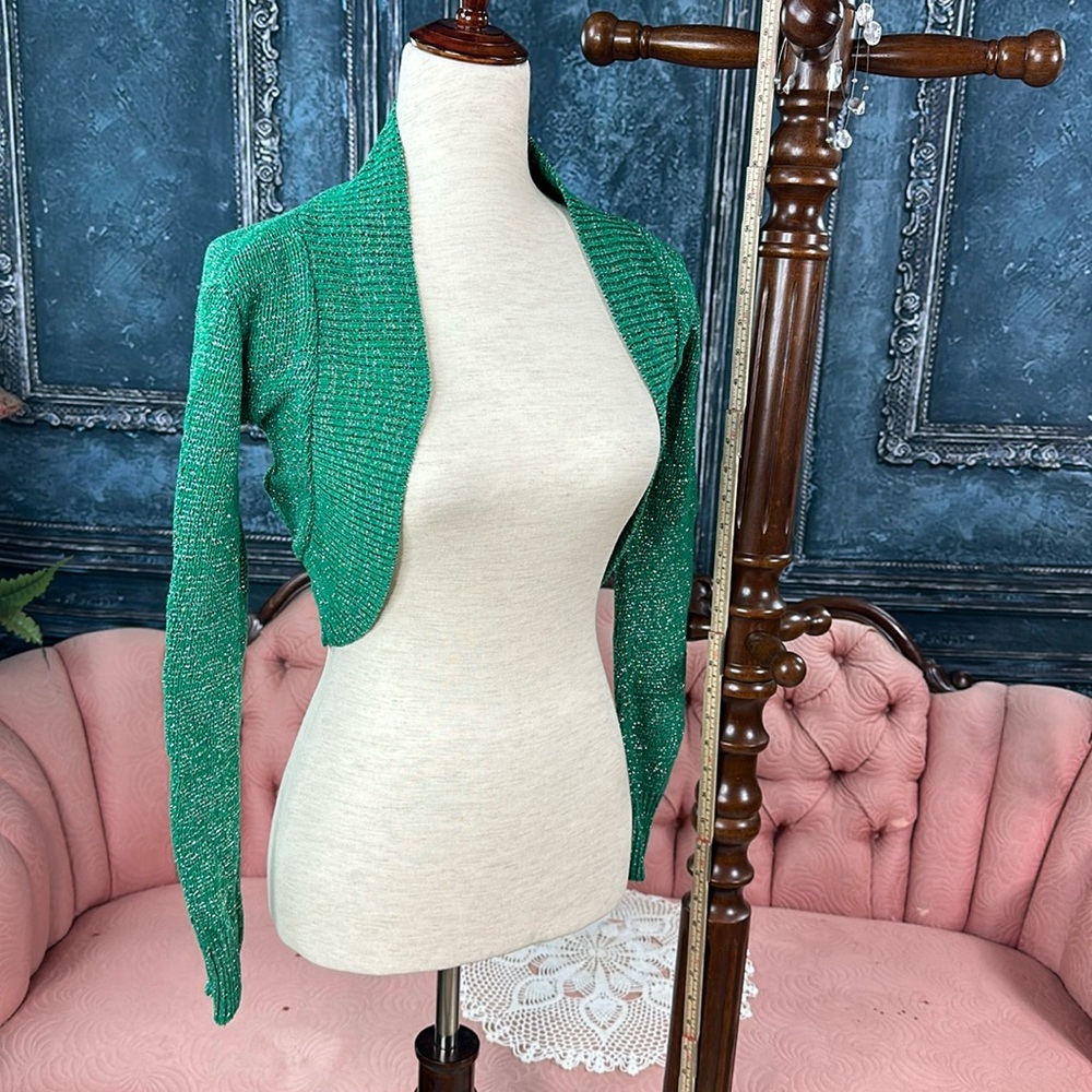Green and Silver knit shrug!